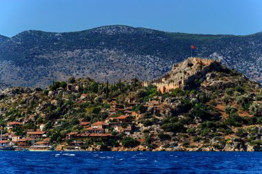   View from the sea of the island of Kekova in Turkey